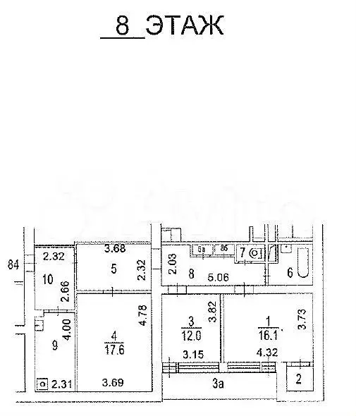 3-к. квартира, 84,9 м, 8/8 эт. - Фото 0