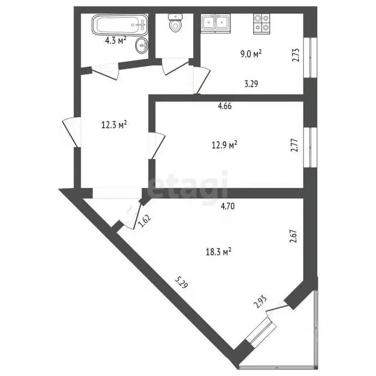 2-к кв. Ямало-Ненецкий АО, Новый Уренгой Юбилейный мкр, 4/2А (58.4 м) - Фото 2