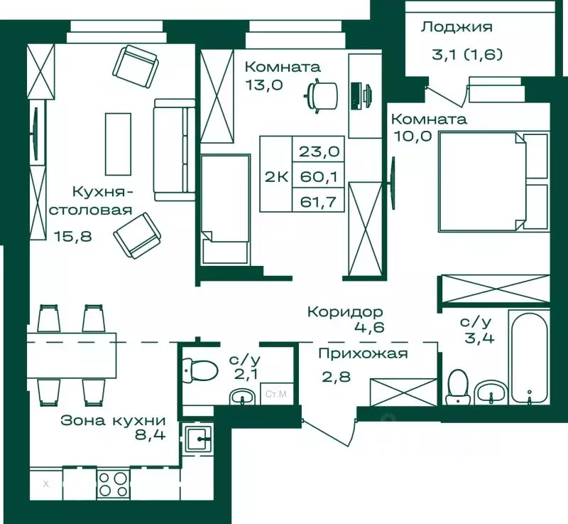 2-к кв. Алтай, Майминский район, с. Майма Алтайская ул., 2к4 (61.7 м) - Фото 1
