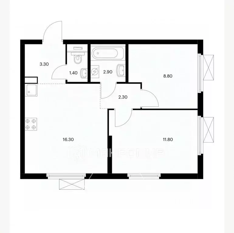 3-к кв. Московская область, Котельники Белая Дача мкр, 26 (48.0 м) - Фото 2