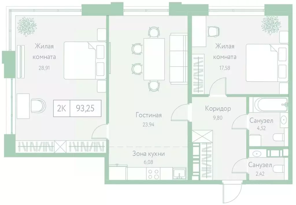 2-к кв. Хабаровский край, Хабаровск Доступный пер., 14 (93.25 м) - Фото 1