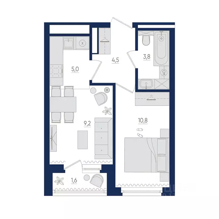 2-к кв. Башкортостан, Уфа бул. Яркий (34.1 м) - Фото 1