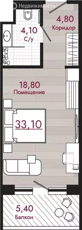 Квартира-студия: Краснодарский край, Туапсинский муниципальный округ, ... - Фото 1