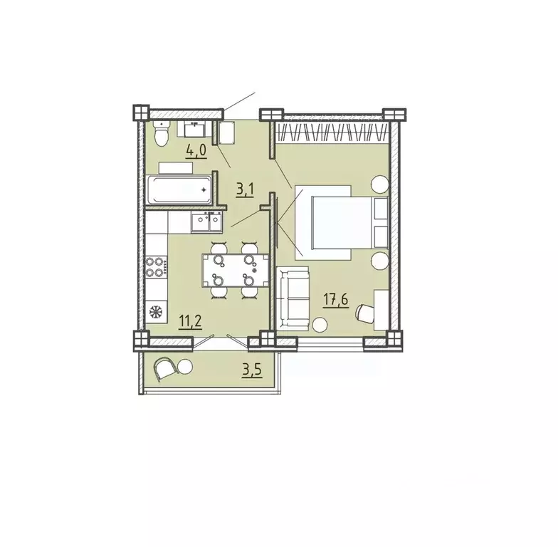 1-к кв. Воронежская область, Воронеж Цимлянская ул., 10В/2 (37.0 м) - Фото 0