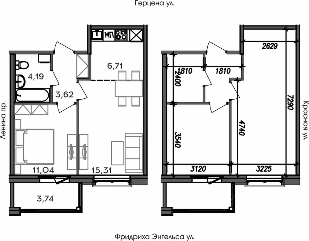 2-к кв. Карелия, Петрозаводск ул. Герцена, 26 (44.61 м) - Фото 1