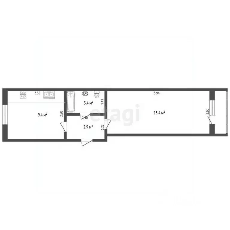 1-к кв. Краснодарский край, Анапа Краснодарская ул., 40 (33.8 м) - Фото 2