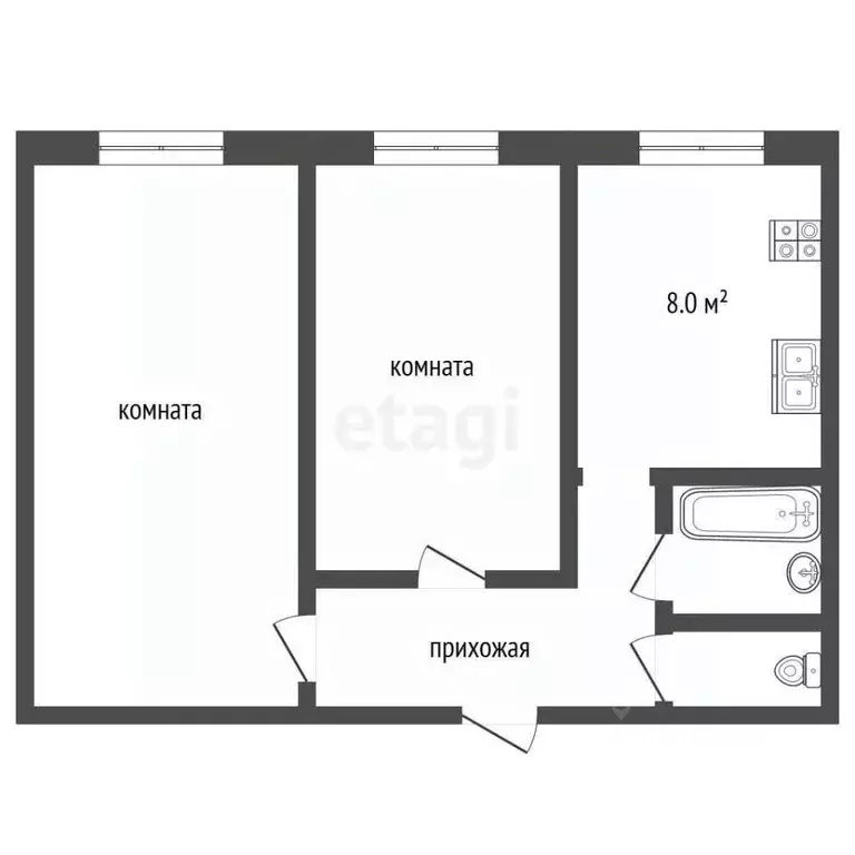 2-к кв. Ямало-Ненецкий АО, Муравленко ул. Нефтяников, 1 (51.1 м) - Фото 2
