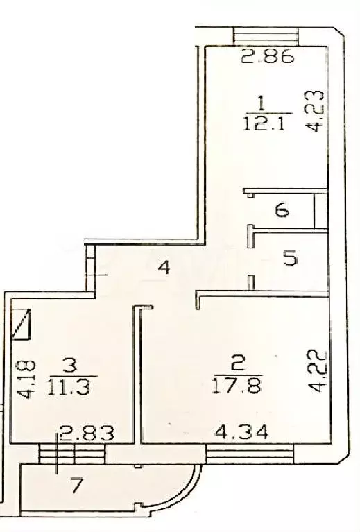 2-к. квартира, 52,6 м, 7/10 эт. - Фото 0