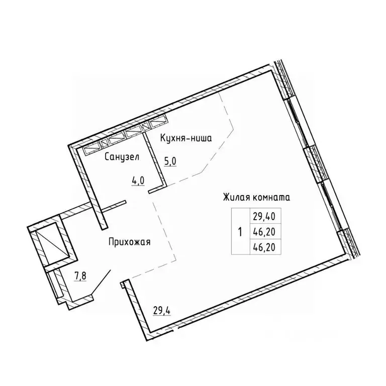 1-к кв. Приморский край, Владивосток Снеговая Падь мкр,  (46.2 м) - Фото 1