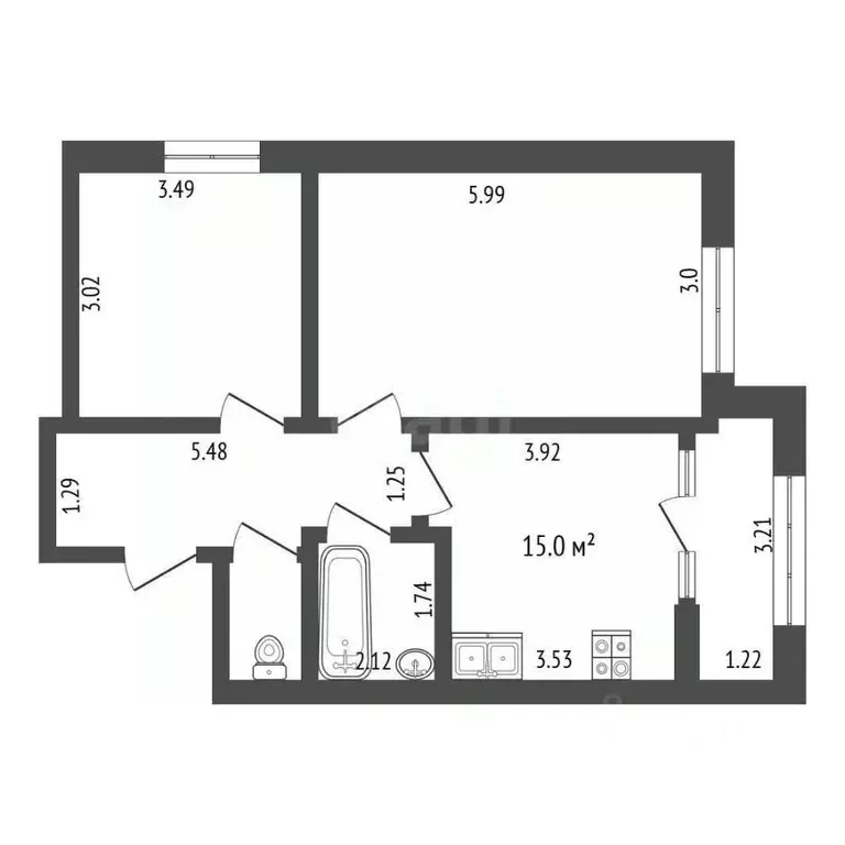 2-к кв. Ростовская область, Ростов-на-Дону Пасечный пер., 6 (56.0 м) - Фото 1