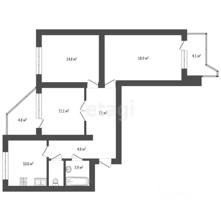 3-к кв. Москва Святоозерская ул., 14 (70.5 м) - Фото 1