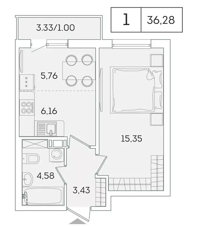 1-комнатная квартира: Мурино, Графская улица, 6к3 (35.5 м) - Фото 0