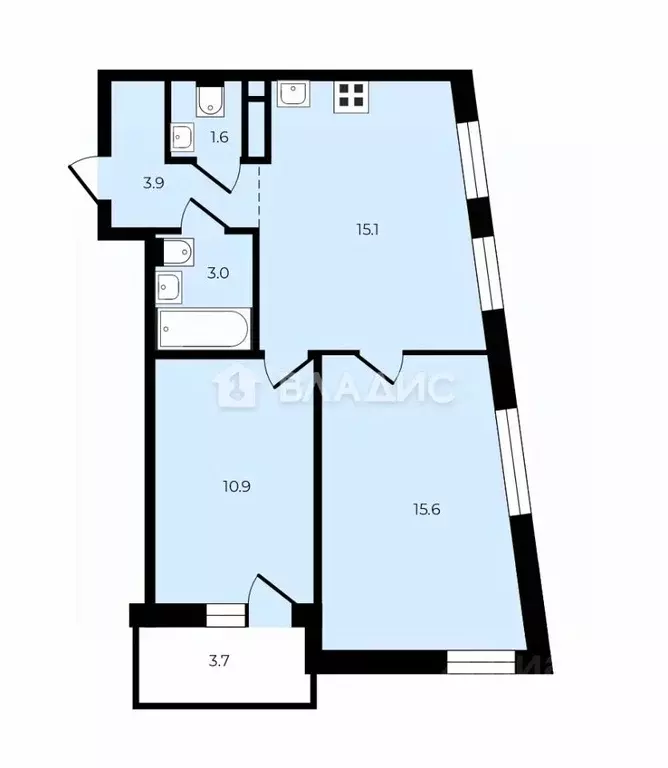 2-к кв. Ленинградская область, Мурино Всеволожский район, ул. ... - Фото 2