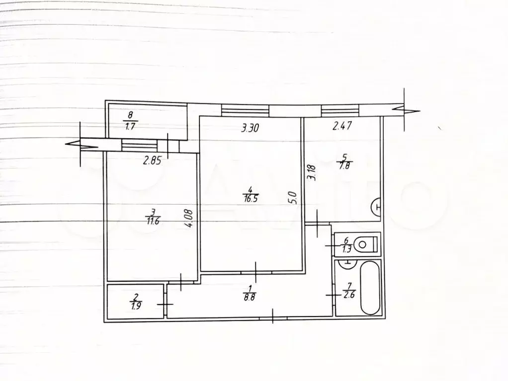 2-к. квартира, 50,5 м, 3/9 эт. - Фото 0