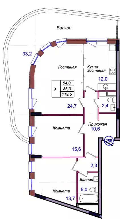 3-к кв. Калининградская область, Светлогорск Балтийская ул. (119.5 м) - Фото 1