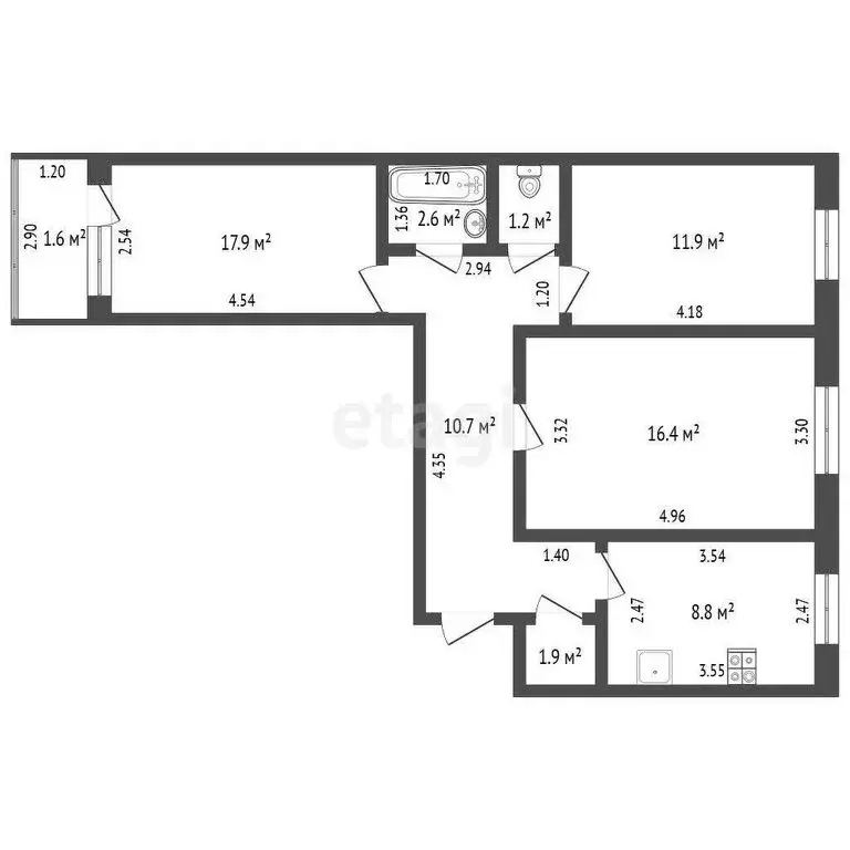 3-комнатная квартира: Стерлитамак, Полевая улица, 13 (66.3 м) - Фото 1