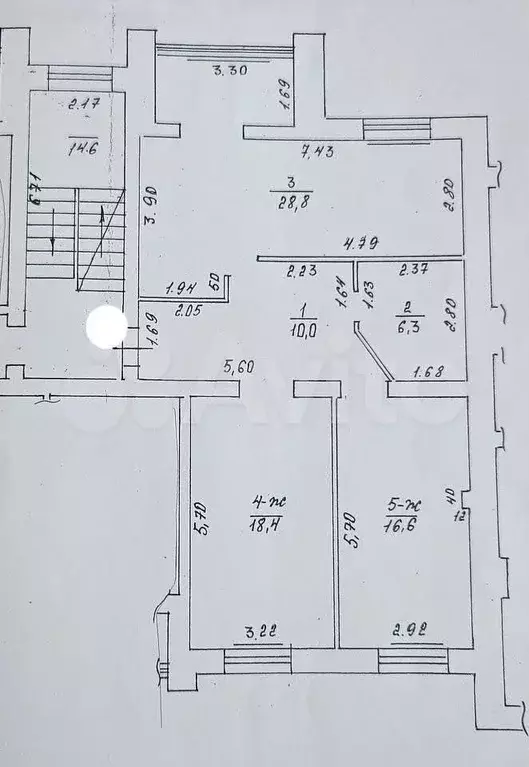 2-к. квартира, 80,1 м, 3/5 эт. - Фото 0