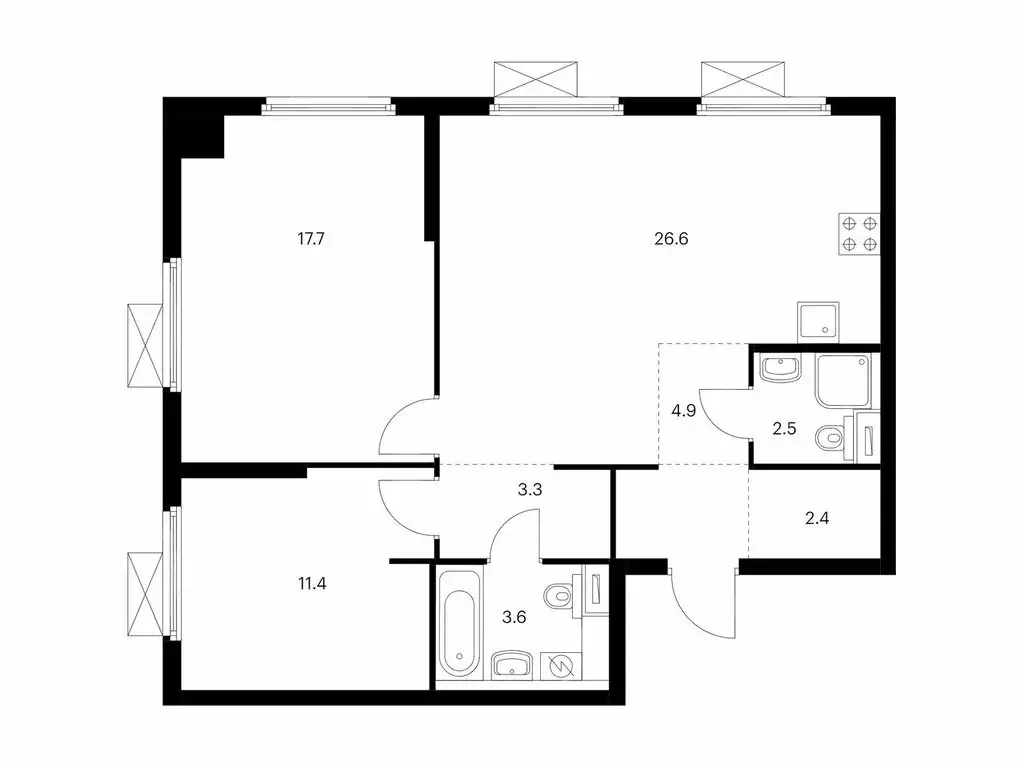 2-комнатная квартира: Москва, ЖК Амурский Парк, 1.3 (72.4 м) - Фото 0