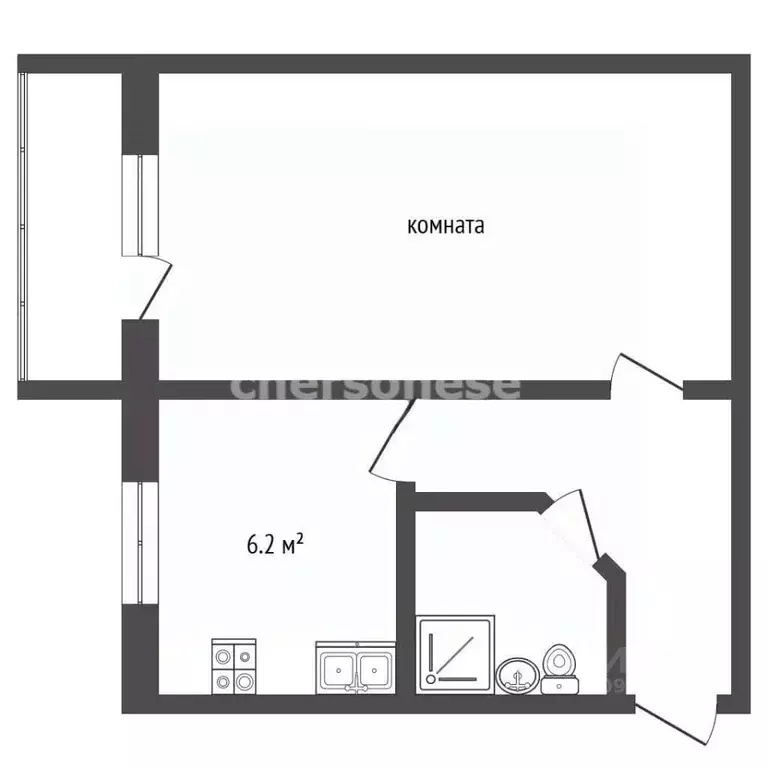 1-к кв. Севастополь ул. Олега Кошевого, 4 (31.8 м) - Фото 2
