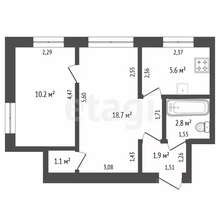 2-к кв. Амурская область, с. Ивановка 101 (40.3 м) - Фото 2