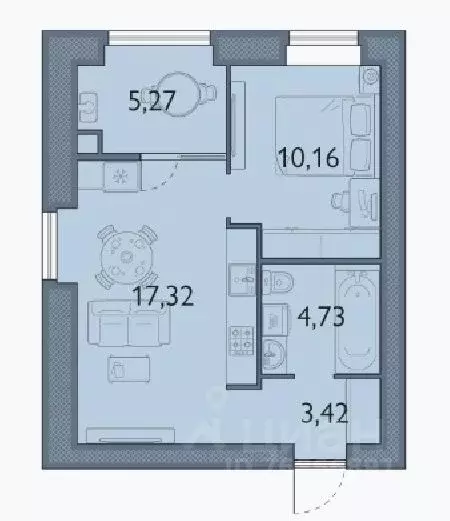 1-к кв. Брянская область, Брянский район, пос. Мичуринский, ... - Фото 1