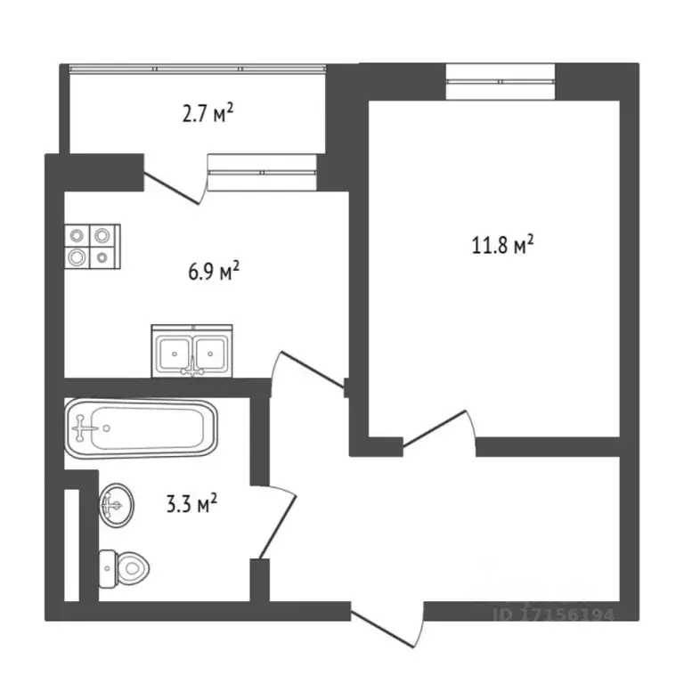 1-к кв. Тюменская область, Тюмень ул. Надира Сагдеева, 6 (29.0 м) - Фото 2
