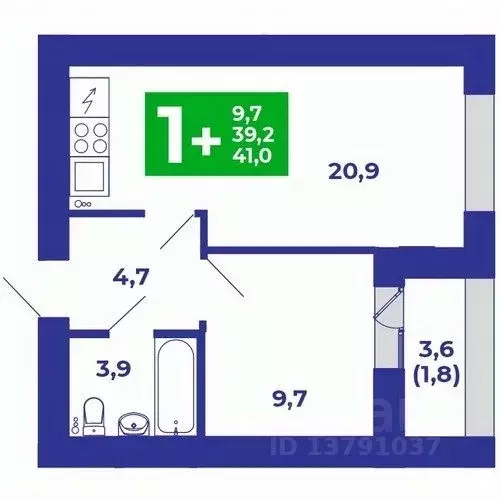 1-к кв. Башкортостан, Стерлитамакский район, Отрадовский сельсовет, с. ... - Фото 1