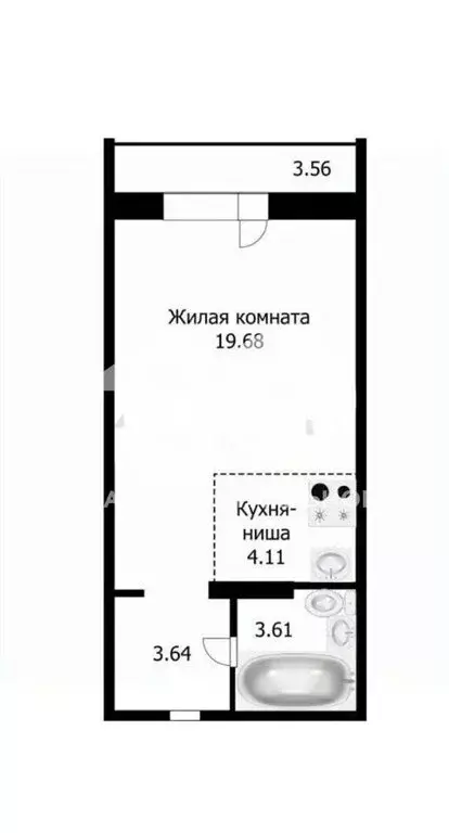 Квартира-студия: Новосибирск, улица Фадеева, 66/4 (29 м) - Фото 1