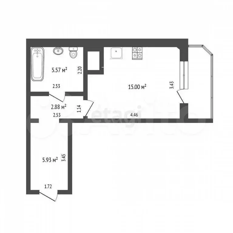 Квартира-студия, 28,6 м, 9/15 эт. - Фото 0