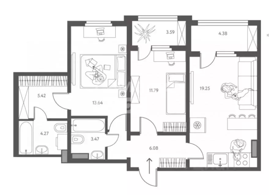 2-к кв. Липецкая область, Липецк ул. Перова, 2Д (67.91 м) - Фото 1