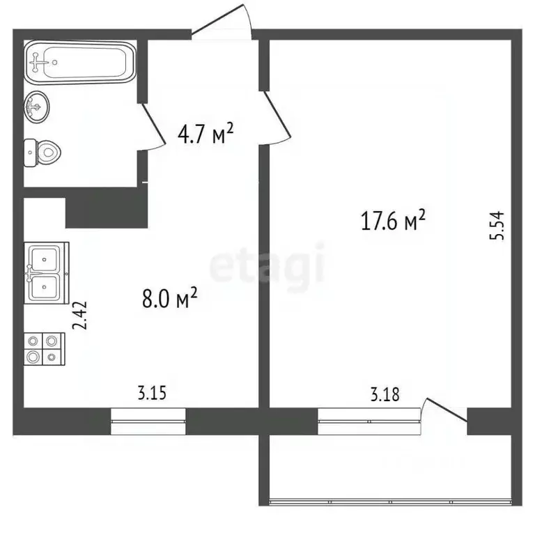 1-к кв. Ямало-Ненецкий АО, Ноябрьск просп. Мира, 75 (34.0 м) - Фото 1
