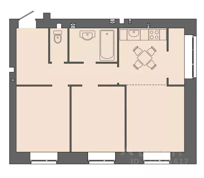 3-к кв. Волгоградская область, Волгоград ул. Дегтярева, 19 (61.65 м) - Фото 1