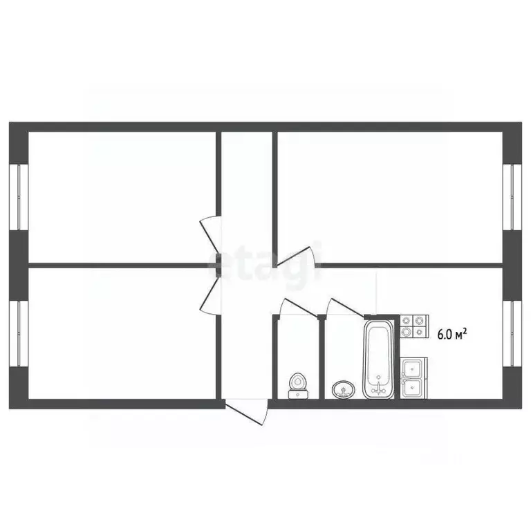 3-к кв. Тамбовская область, Тамбов бул. Энтузиастов, 37 (62.7 м) - Фото 2