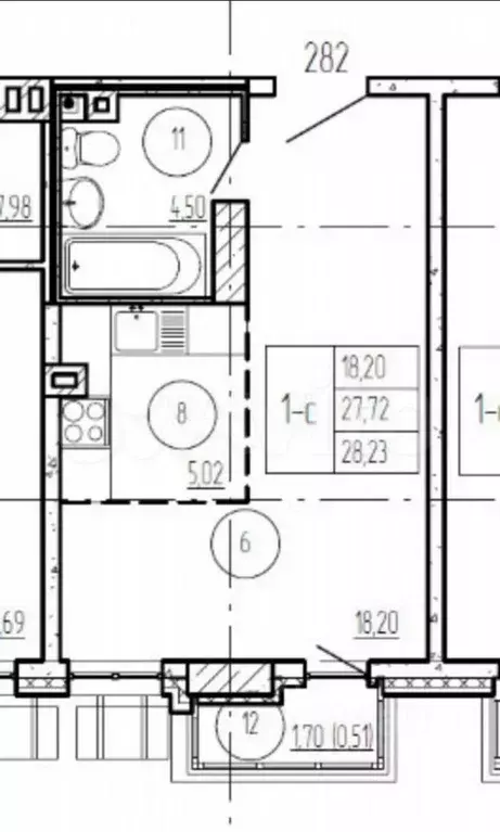 Квартира-студия, 27,7 м, 2/25 эт. - Фото 0