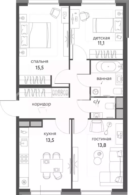 3-к кв. Москва Тагильская ул., 2к1 (72.0 м) - Фото 2