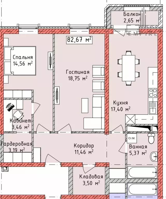 2-комнатная квартира: Грозный, улица Нурсултана Абишевича Назарбаева, ... - Фото 1