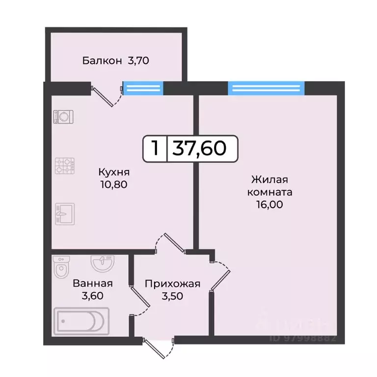 1-к кв. Ставропольский край, Ставрополь ул. Рогожникова, 21 (37.6 м) - Фото 1