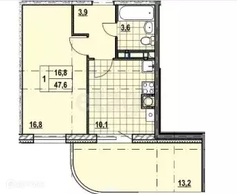 Продаётся 1-к квартира, 47.6 м - Фото 0