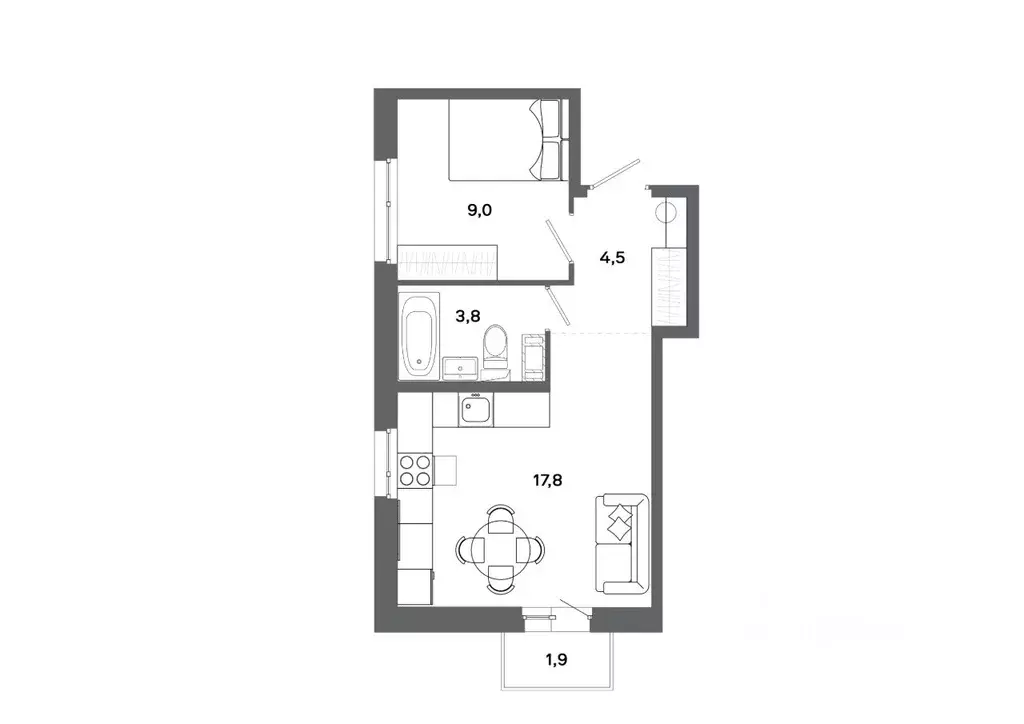 1-к кв. Ханты-Мансийский АО, Сургут 30А мкр,  (35.1 м) - Фото 0
