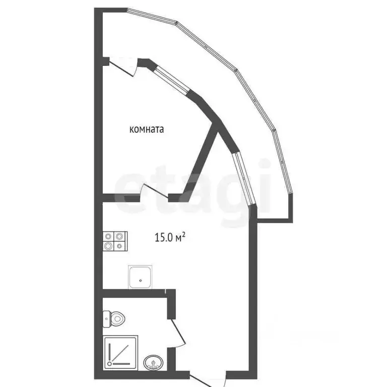 Студия Крым, Ялта ул. Дражинского, 48 (45.6 м) - Фото 1