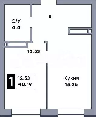 1-к. квартира, 40,2 м, 2/17 эт. - Фото 0