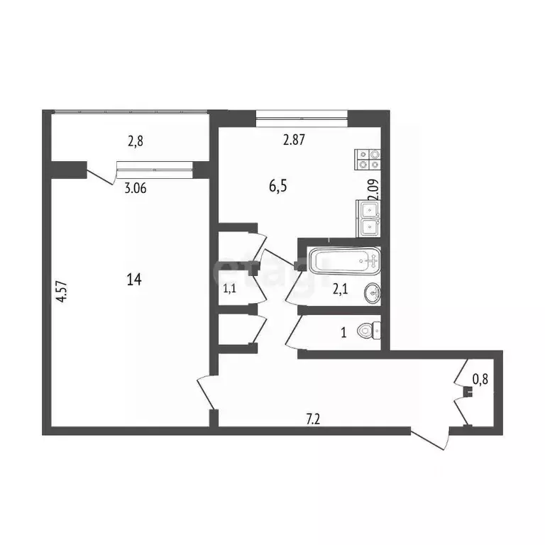 1-к кв. Мордовия, Саранск Ярославская ул., 19с1 (32.7 м) - Фото 1