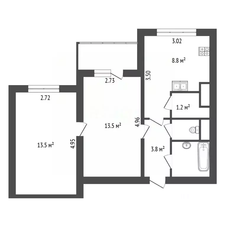 2-к кв. Санкт-Петербург Богатырский просп., 10 (44.5 м) - Фото 2