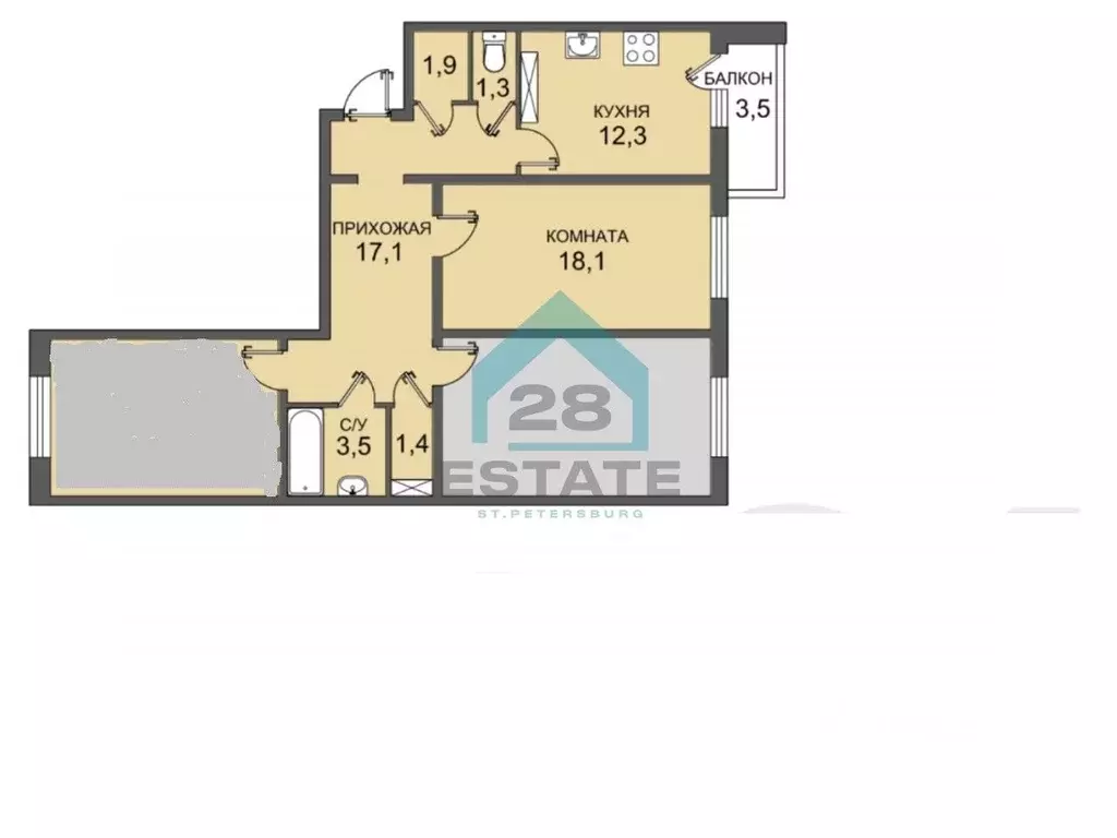 Комната Санкт-Петербург просп. Героев, 26к2 (18.1 м) - Фото 2