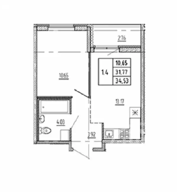 1-комнатная квартира: Бугры, Тихая улица, 5к3 (33.15 м) - Фото 0