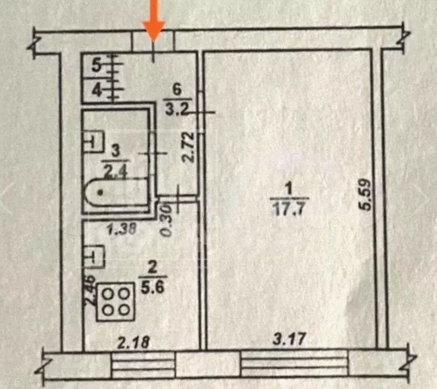 1-к. квартира, 29,5 м, 6/9 эт. - Фото 0