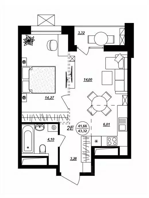 2-к кв. Хабаровский край, Хабаровск ул. Демьяна Бедного (43.32 м) - Фото 1
