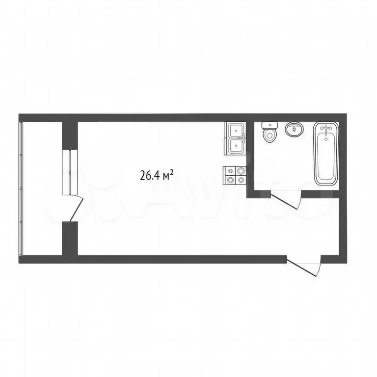 Квартира-студия, 26,4 м, 1/10 эт. - Фото 0