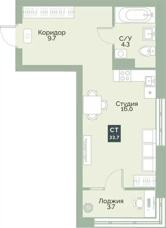 Студия Курганская область, Курган Заозерный жилрайон, Районы-Кварталы ... - Фото 1