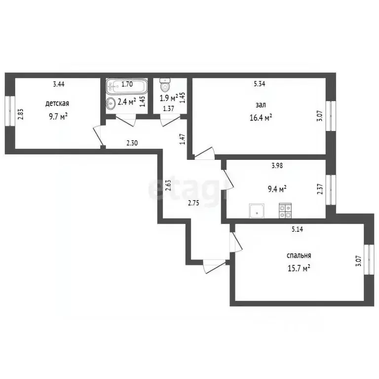 3-к кв. Алтайский край, Барнаул ул. Папанинцев, 119 (69.3 м) - Фото 2
